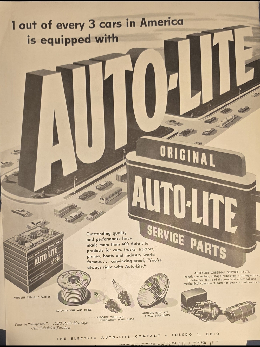 Original Service Parts - Vintage Black and White Advertising Print